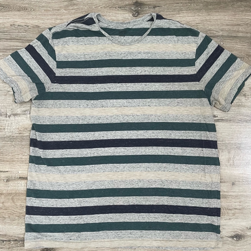 Mossimo Supply Co. Heather Gray and Teal Striped Tee